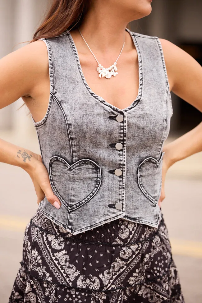 Street Explorer Fit My Favorite Black Wash Stretch Denim Vest