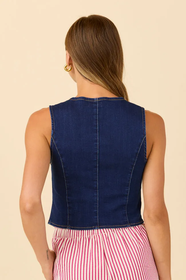 Fit For Daily My Favorite Dark Wash Stretch Denim Vest