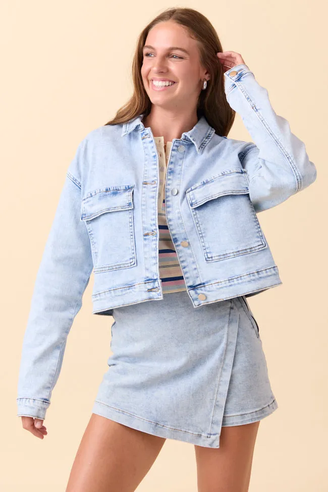 My Favorite Light Wash Denim Jacket Quilted Interior