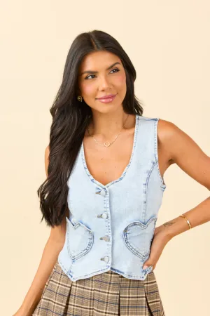 Noise Free Fabric My Favorite Light Wash Stretch Denim Vest