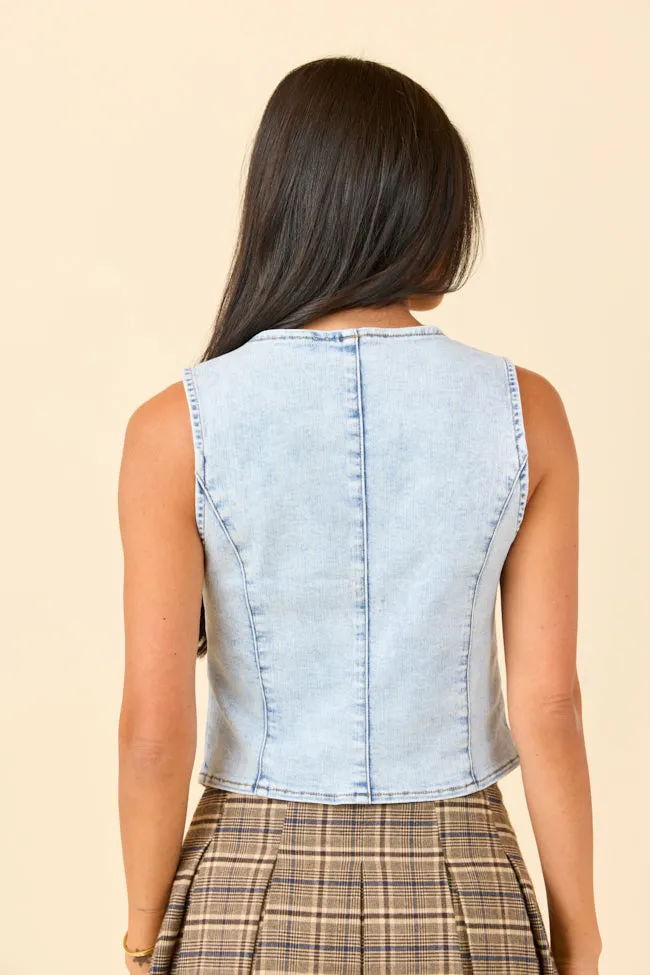 UV protection layer My Favorite Light Wash Stretch Denim Vest