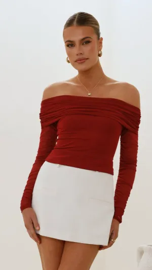 Glitter Glow Isadora Off Shoulder Top - Wine