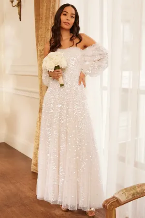 Confetti Gloss Off-Shoulder Gown Fashion Mix