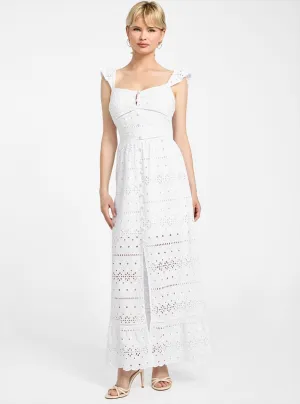 White Elvire Sangallo Maxi Dress Panelled-Design Soft Movement