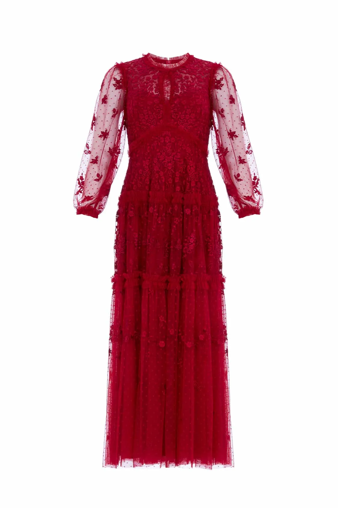 Autumn Lace Long Sleeve Ankle Gown Vibrant Colors Easy Flow
