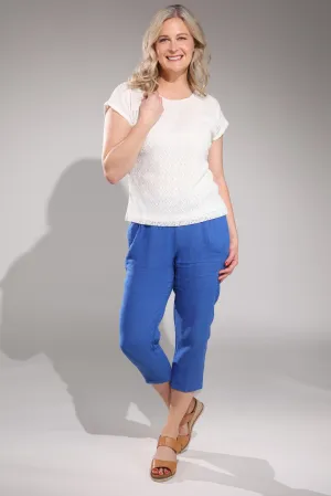 Light Fabric Made in Italy Mid Calf Pants | AZURE | 0206A1