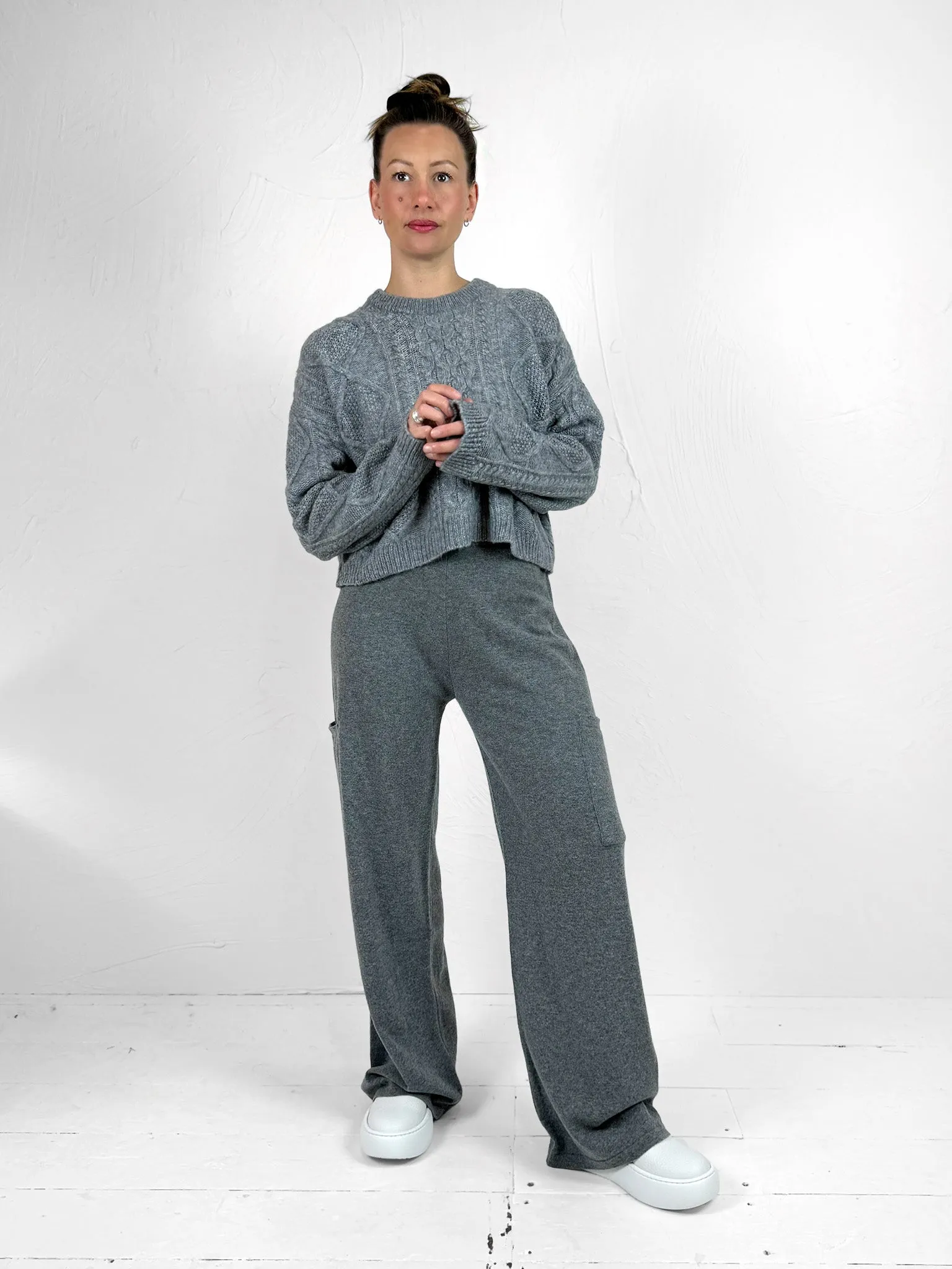 Adjustable Fit Non Clip Marilu Wide Knitted Trousers - 2 Colours