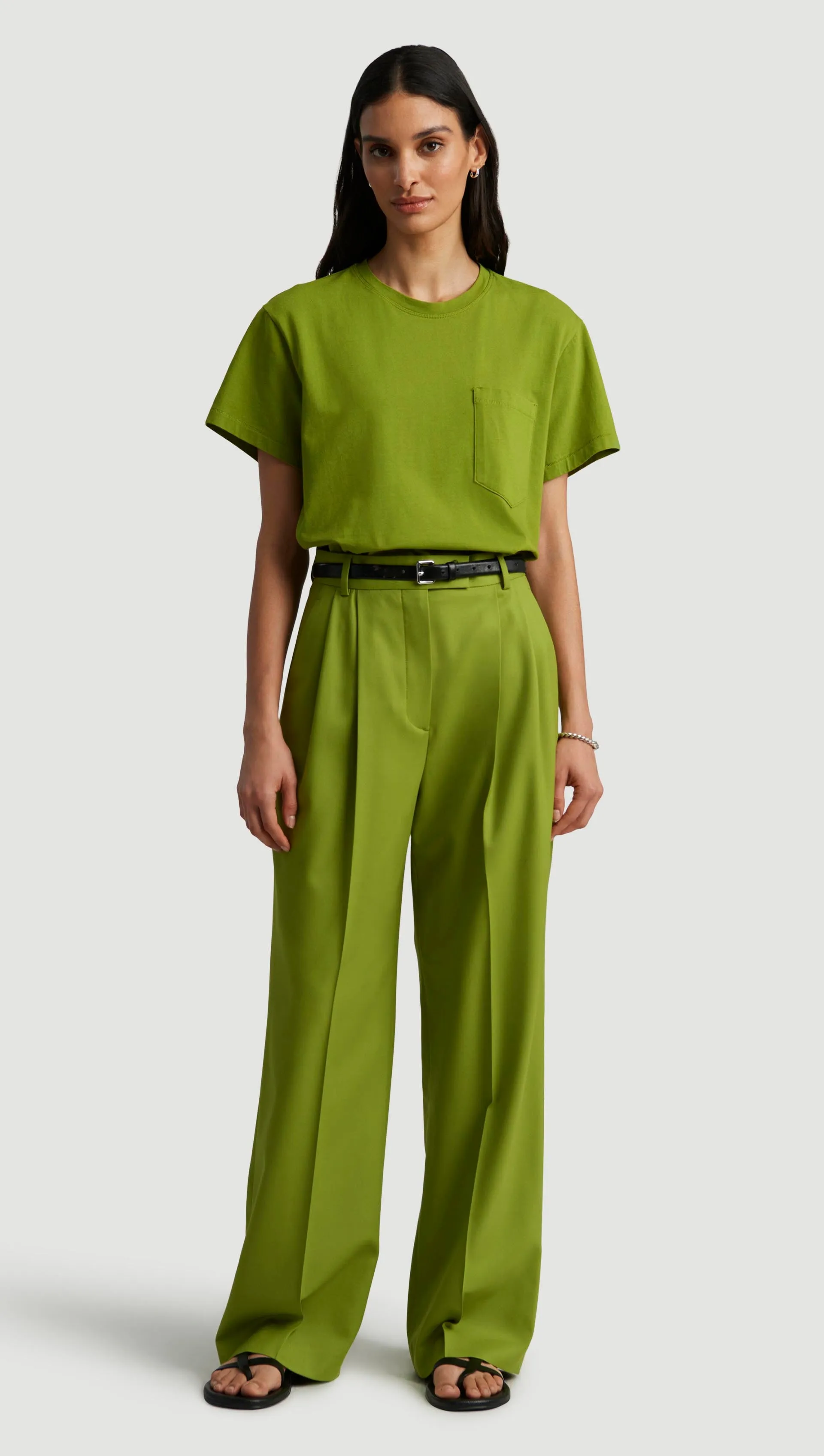 Stay Active Pleated Trouser in Seasonless Wool | Grass