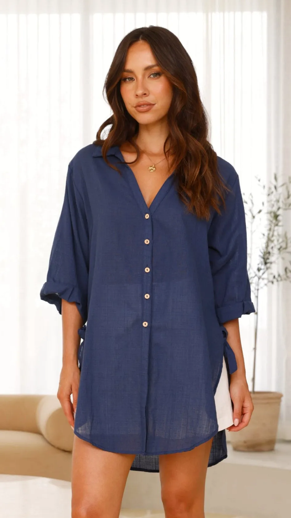 Surf Mood Trendy Trousers Vesper Short Sleeve Top - Navy