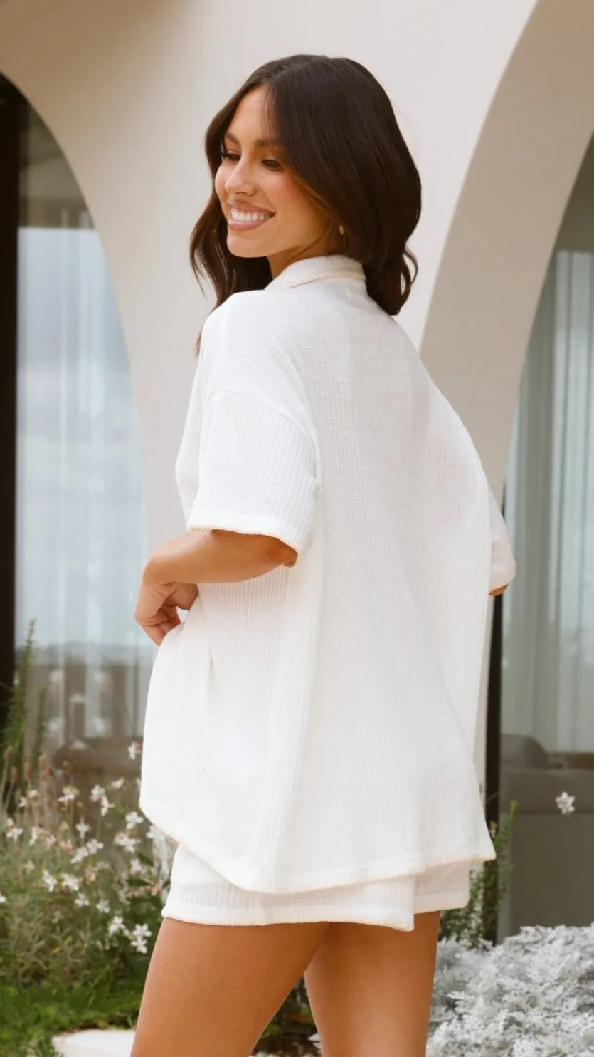 Eden Knit Top and Shorts Set - White Soft Touch