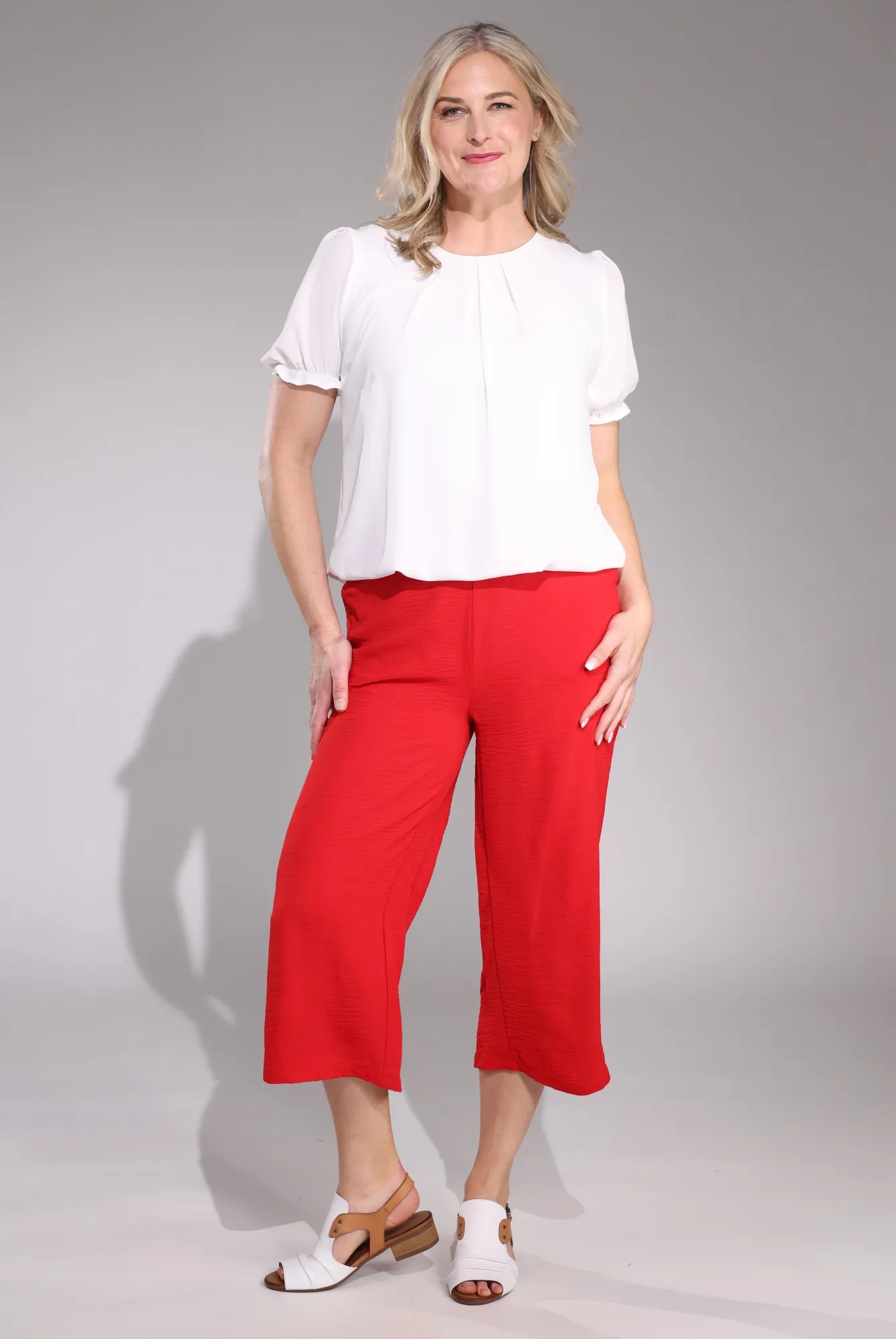 WrinkleResistantMaterial Sport Fit Mid Calf Pants | RED | 7362C1