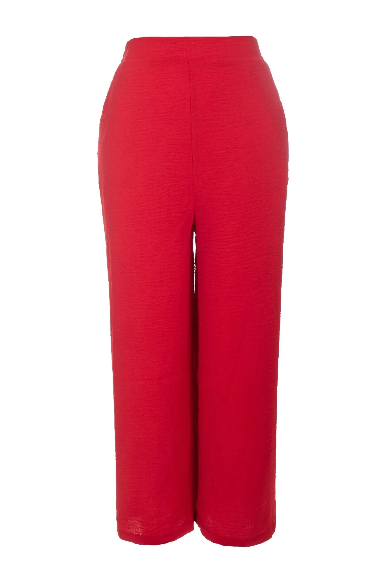 Snug Fit Elastic Free Cuffs Mid Calf Pants | RED | 7362C1