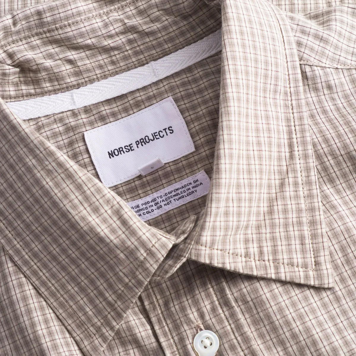 Spring Wear Norse Projects - Algot Poplin Check Shirt in Walnut