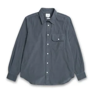 Norse Projects - Algot Relaxed Micro Cord Shirt in Graphite Cotton Blend Layered Shoulder Design