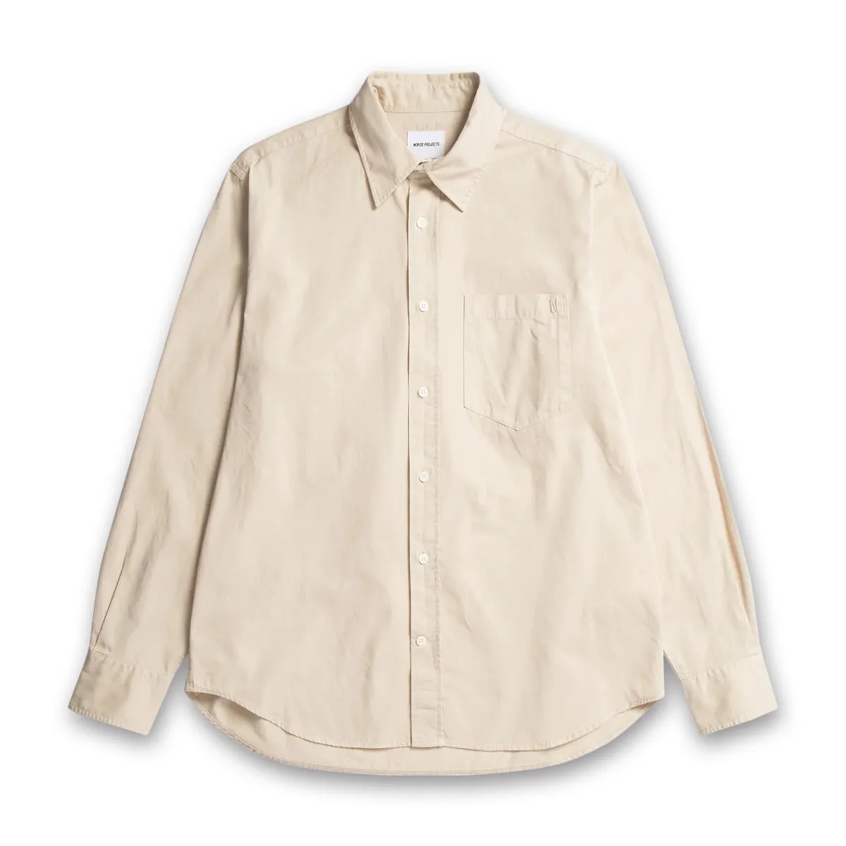 NonRestrictive Cut Soft Stretch Fit Norse Projects - Algot Twill Shirt in Oatmeal