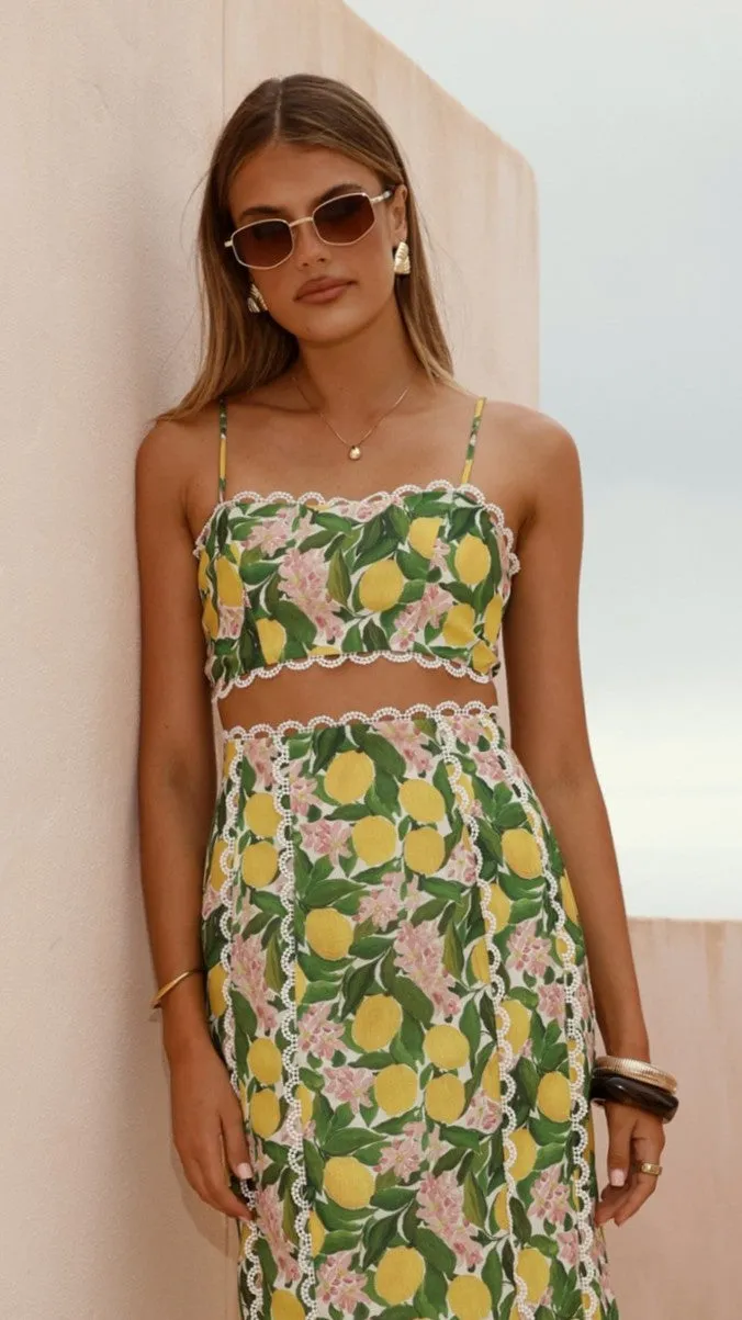 Nova Crop Top - Lemon Print SustainableYarnBlend