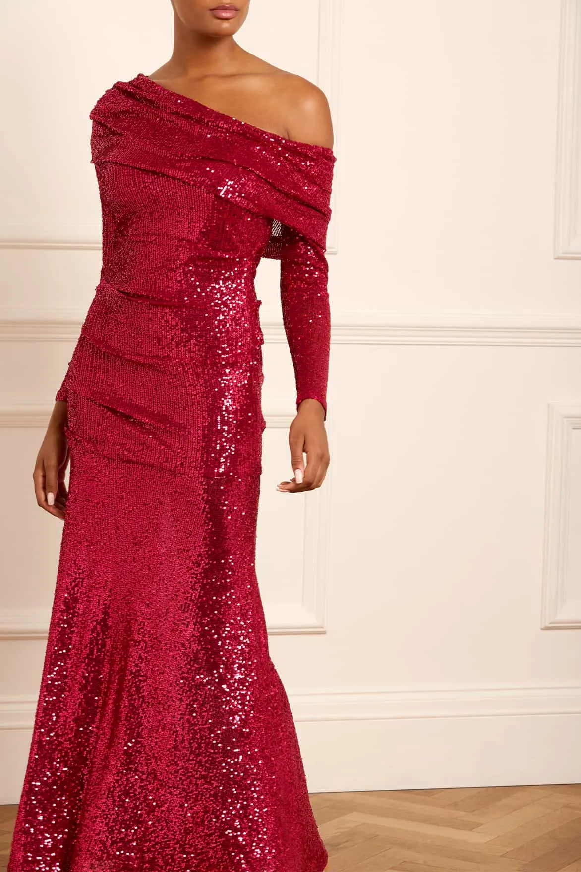 Evening Ready Nova One-Shoulder Ankle Gown