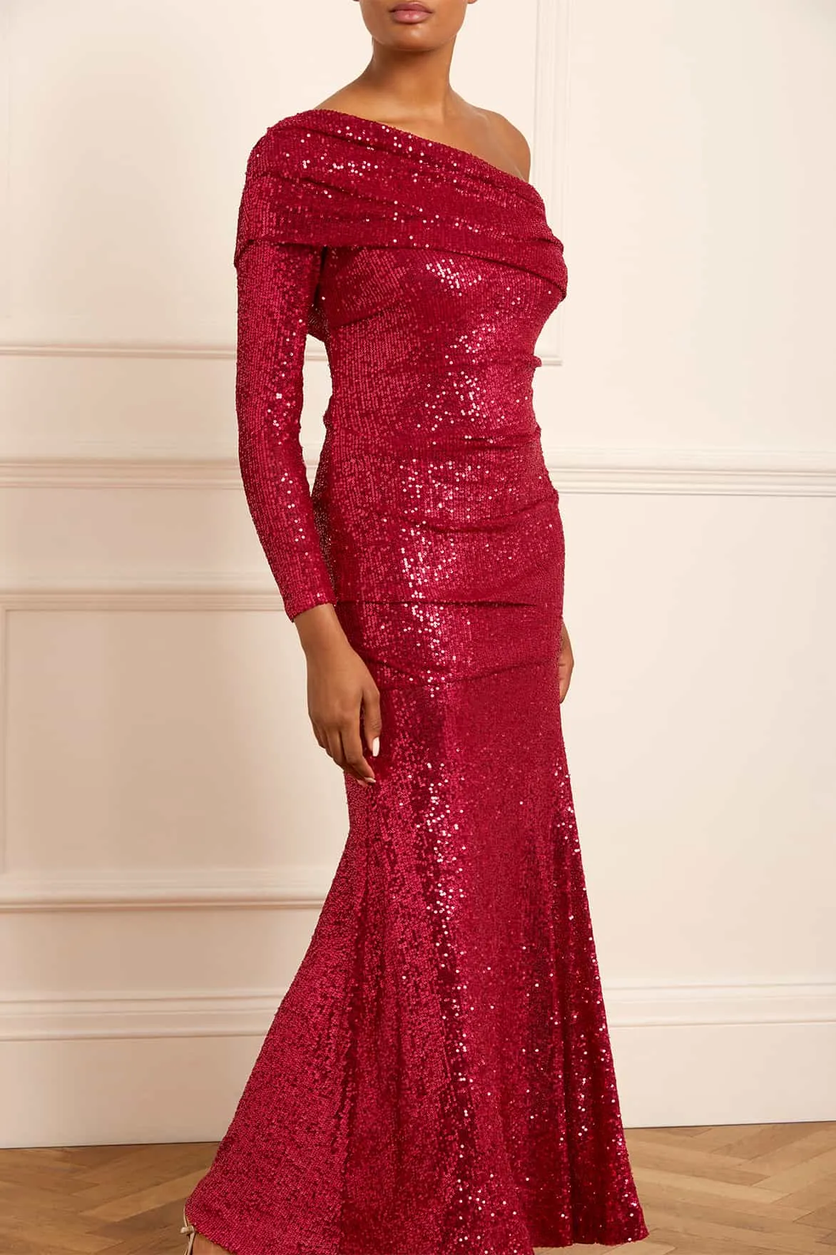 Layered Movement Nova One-Shoulder Ankle Gown