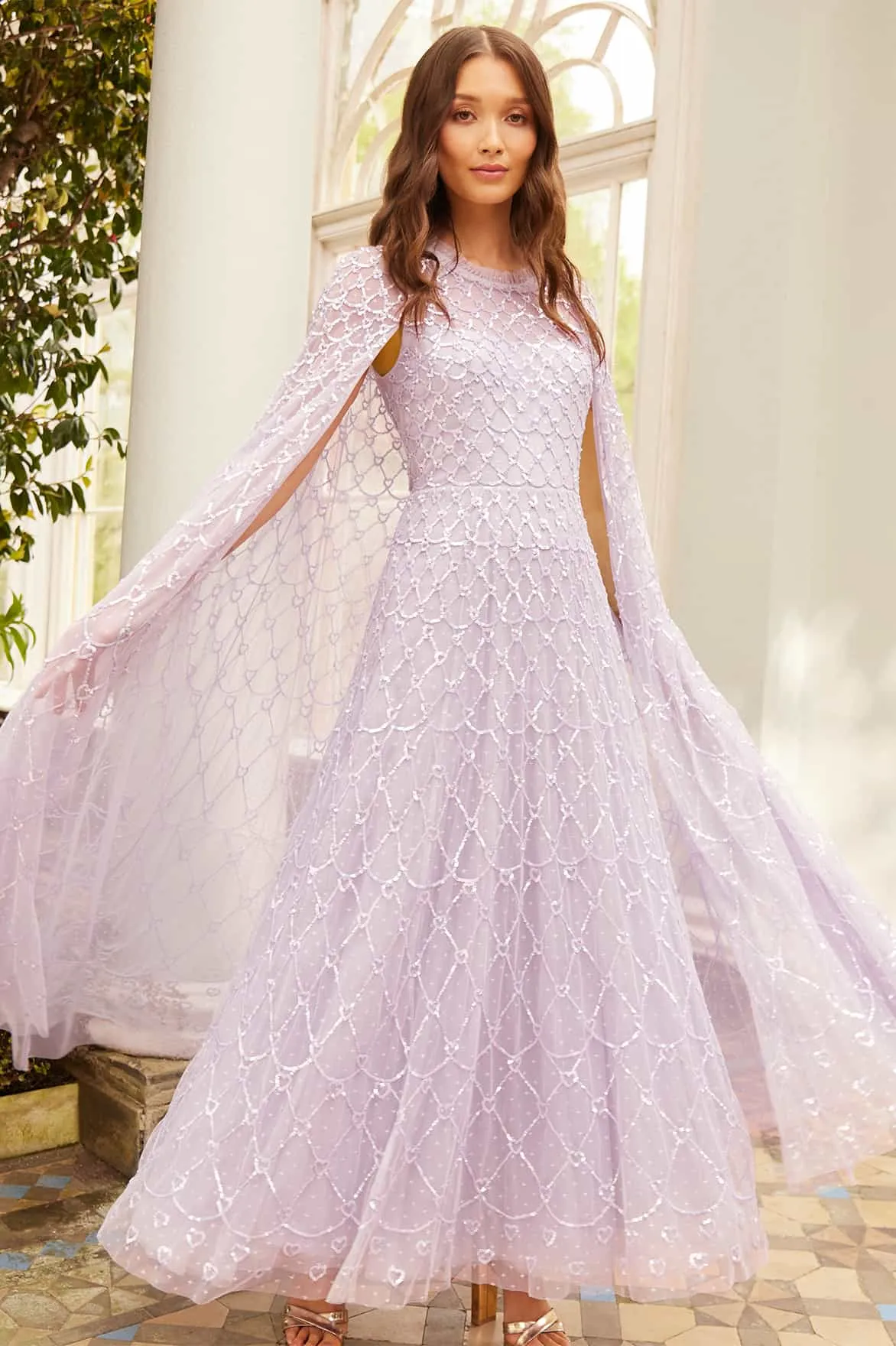 Heart Lattice Ankle Gown Polished Fit