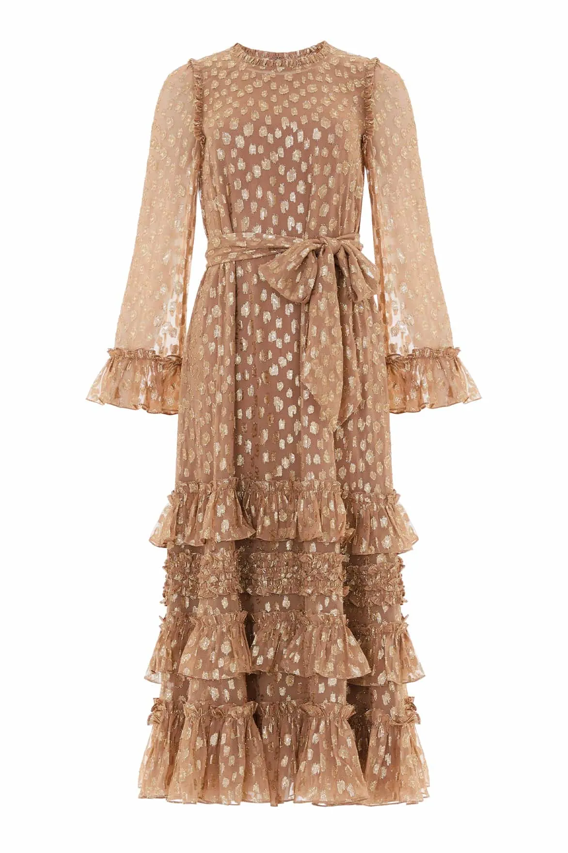 Versatile Edge Trendy Fit Look Odelle Lurex Round Neck Ankle Gown