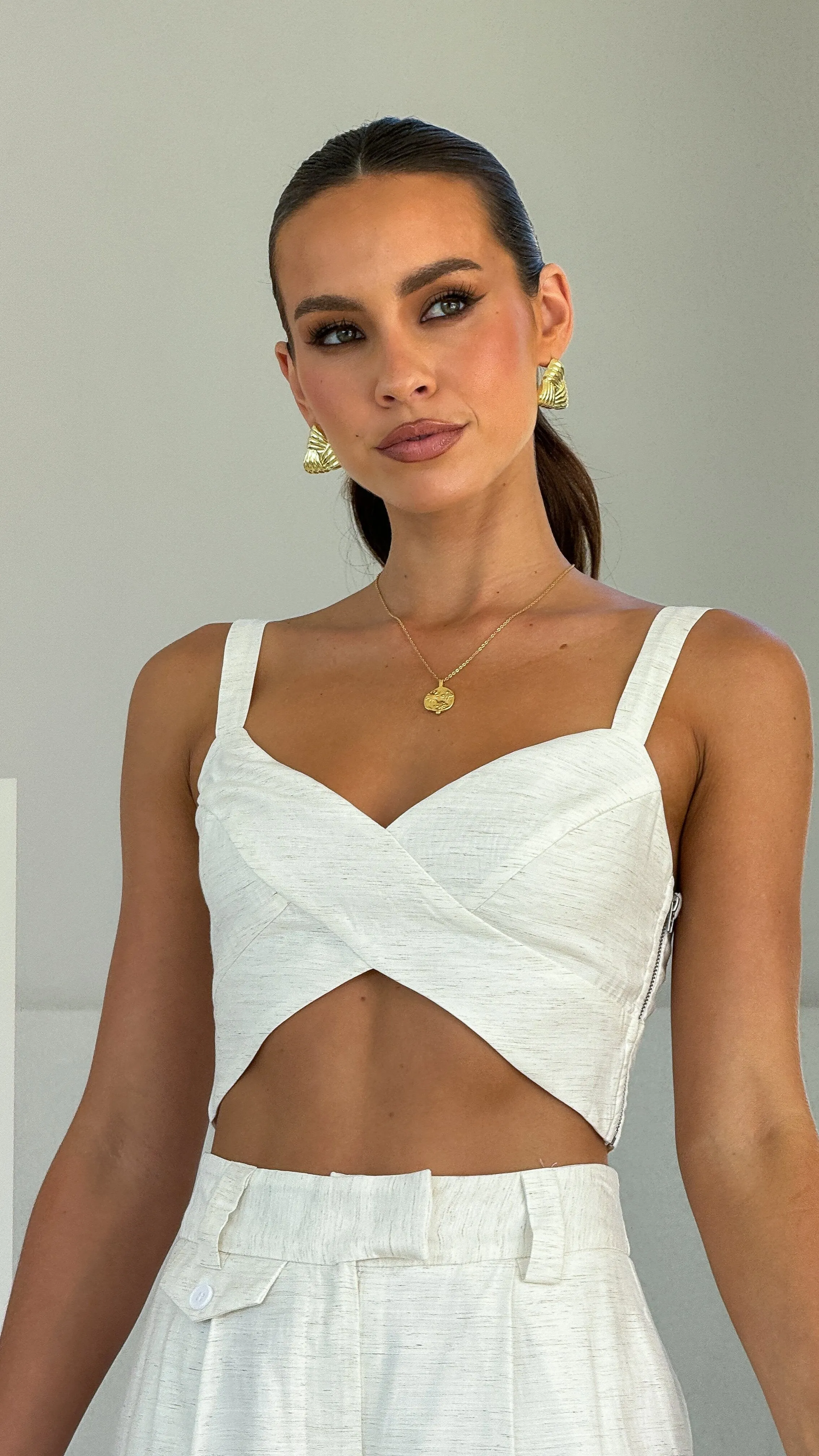 Breathable fabric Toni Crop Top - Stone