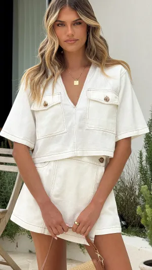 Olivia Top and Skort Set - White Denim AntiFadeTechnology