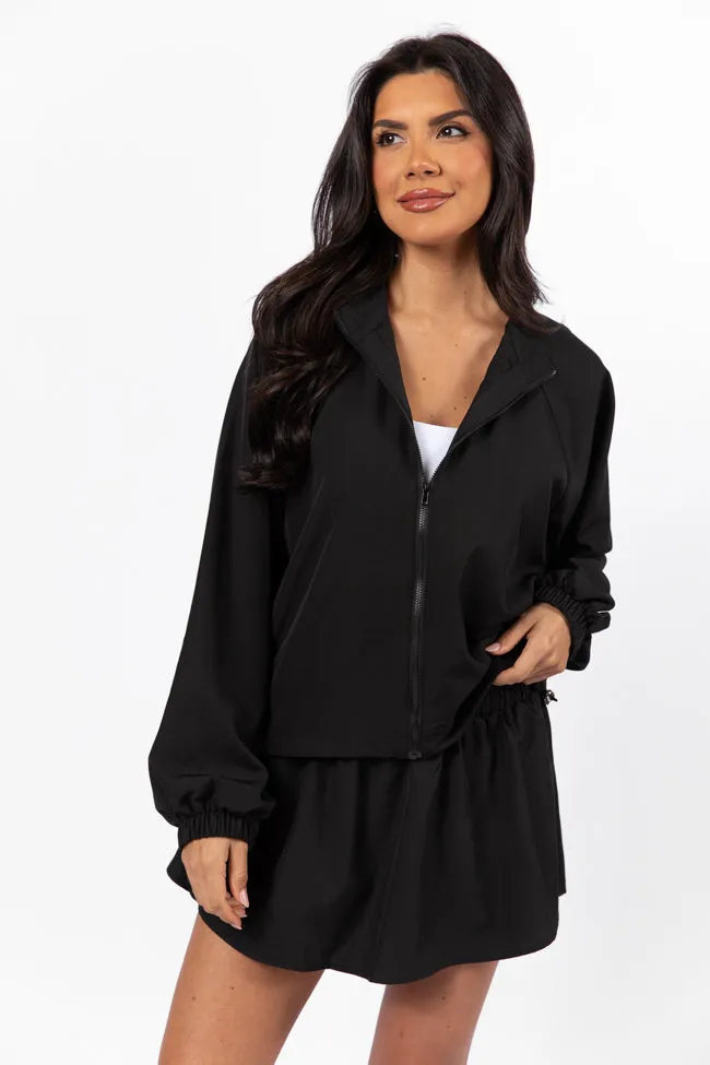 On The Daily Black Full-Zip Windbreaker FINAL SALE Two Way Zipper Fade Resistant Dye Method