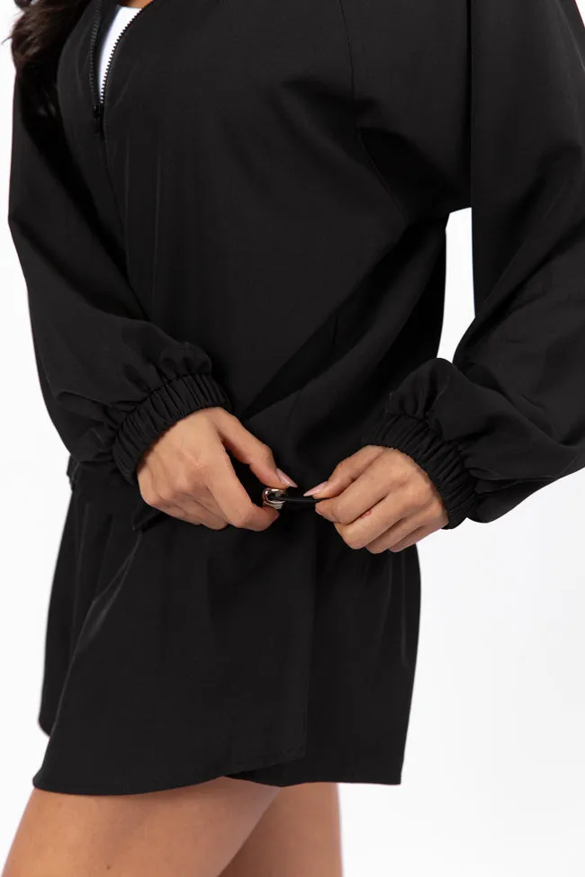 On The Daily Black Full-Zip Windbreaker FINAL SALE Smooth Glide Fasteners Ergonomic Armhole Cut