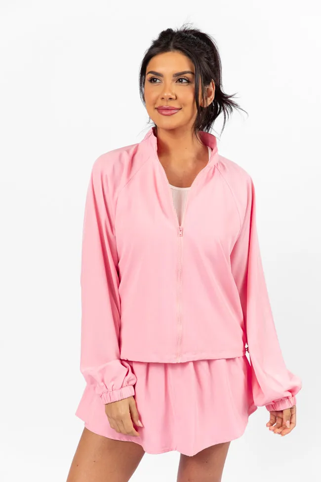 Elastic hem On The Daily Light Pink Full-Zip Windbreaker FINAL SALE