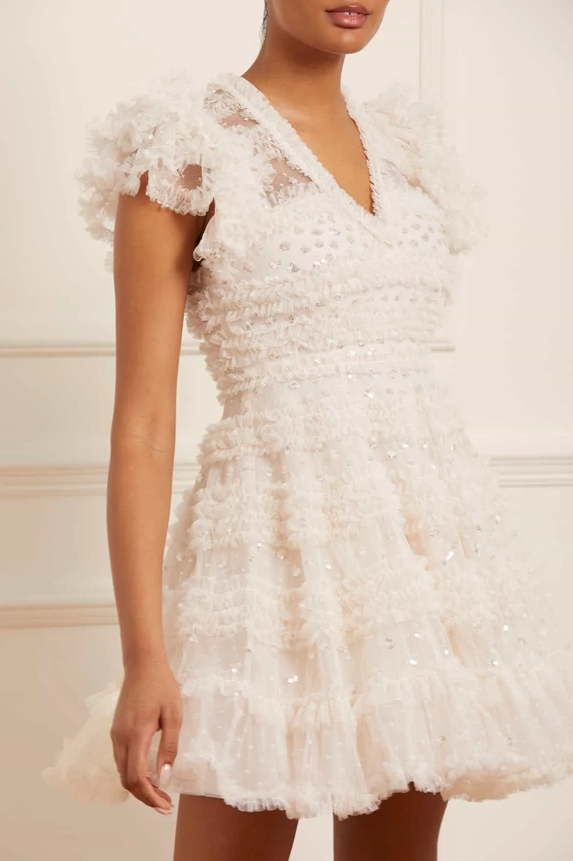 Contrasting Detail Vivian V-Neck Micro Mini Dress