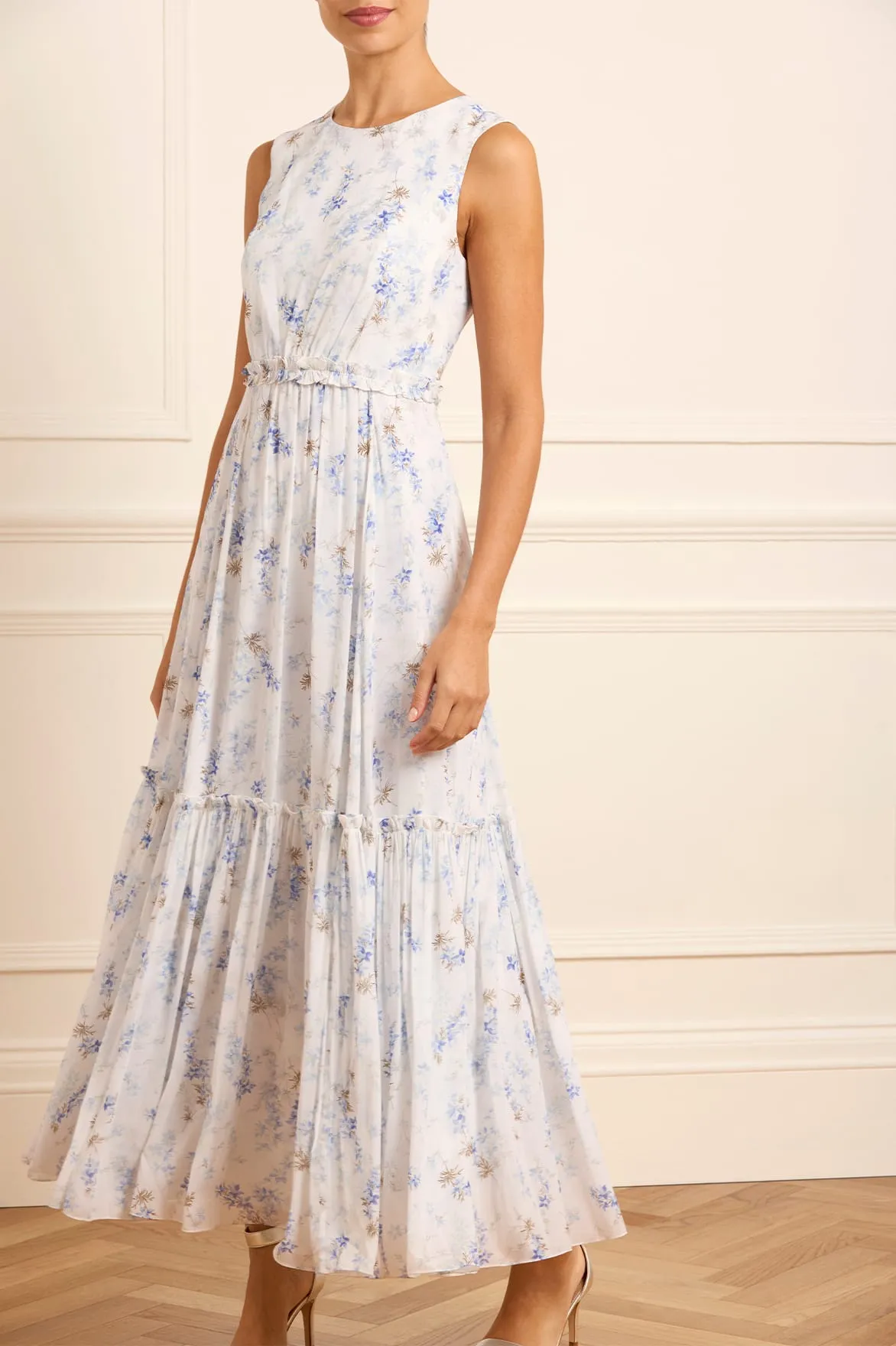 Bless Glow Feminine Details Ophelia Ditsy Harper Chiffon Cape Ankle Gown