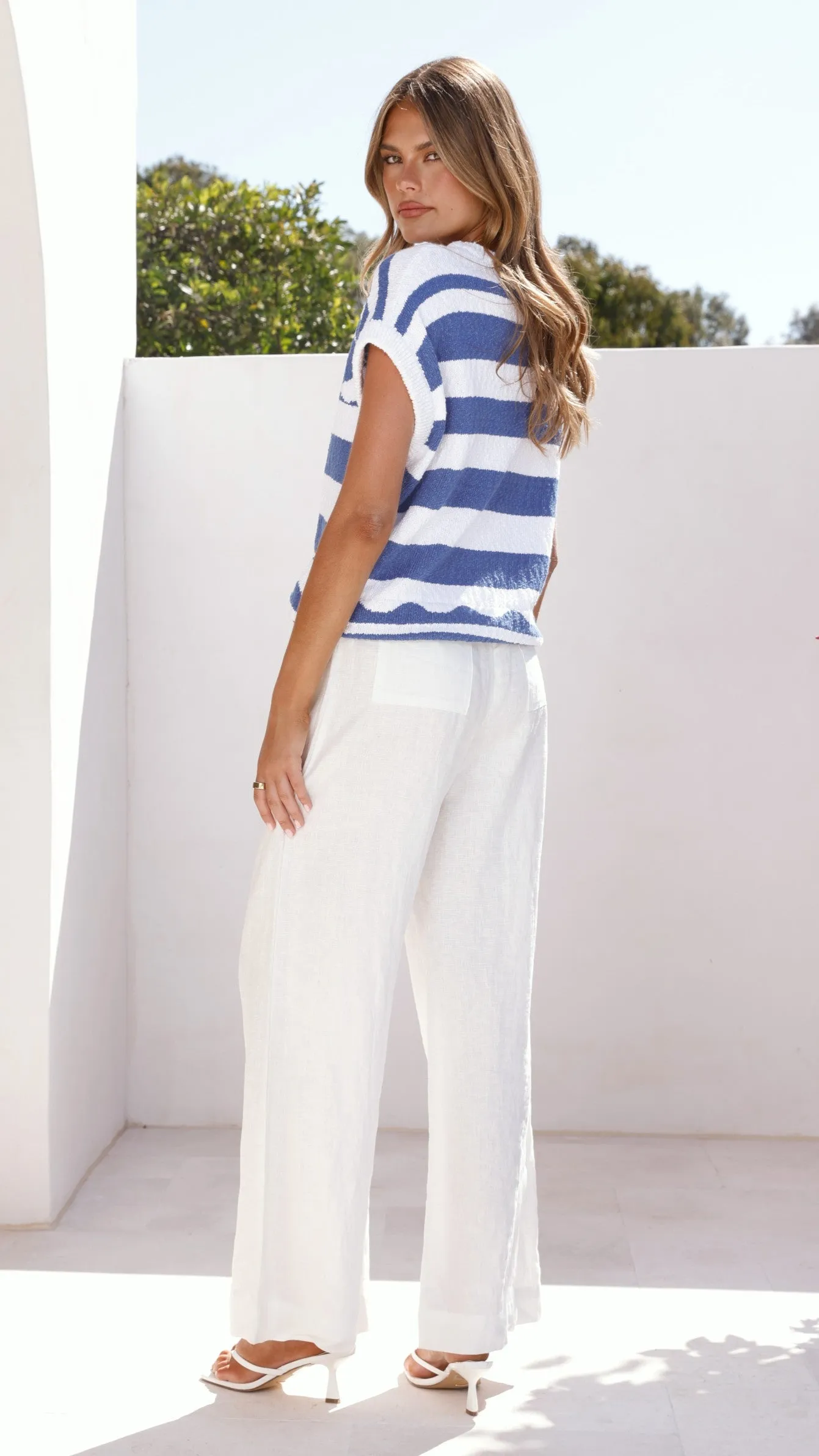 Stylish Jumper Orelia Top - Blue Stripe