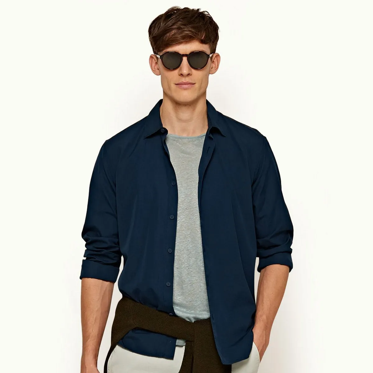 elastic waistband Orlebar Brown - Giles GD Tailored Fit Shirt in Blue Slate