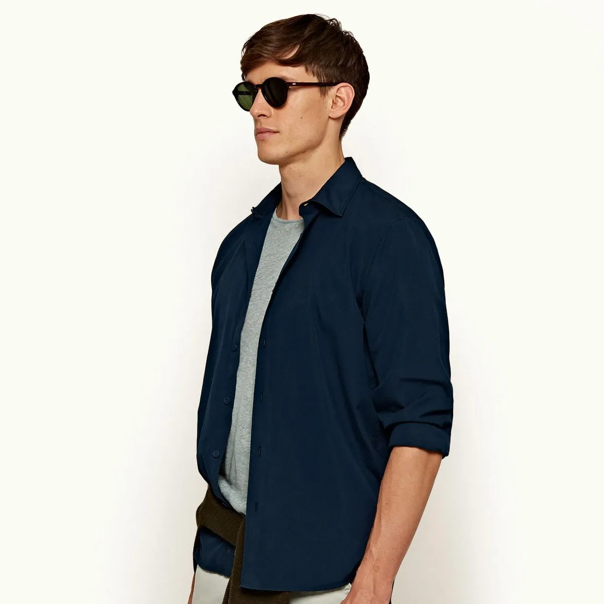 Orlebar Brown - Giles GD Tailored Fit Shirt in Blue Slate Performance Wear Casual Style Wear