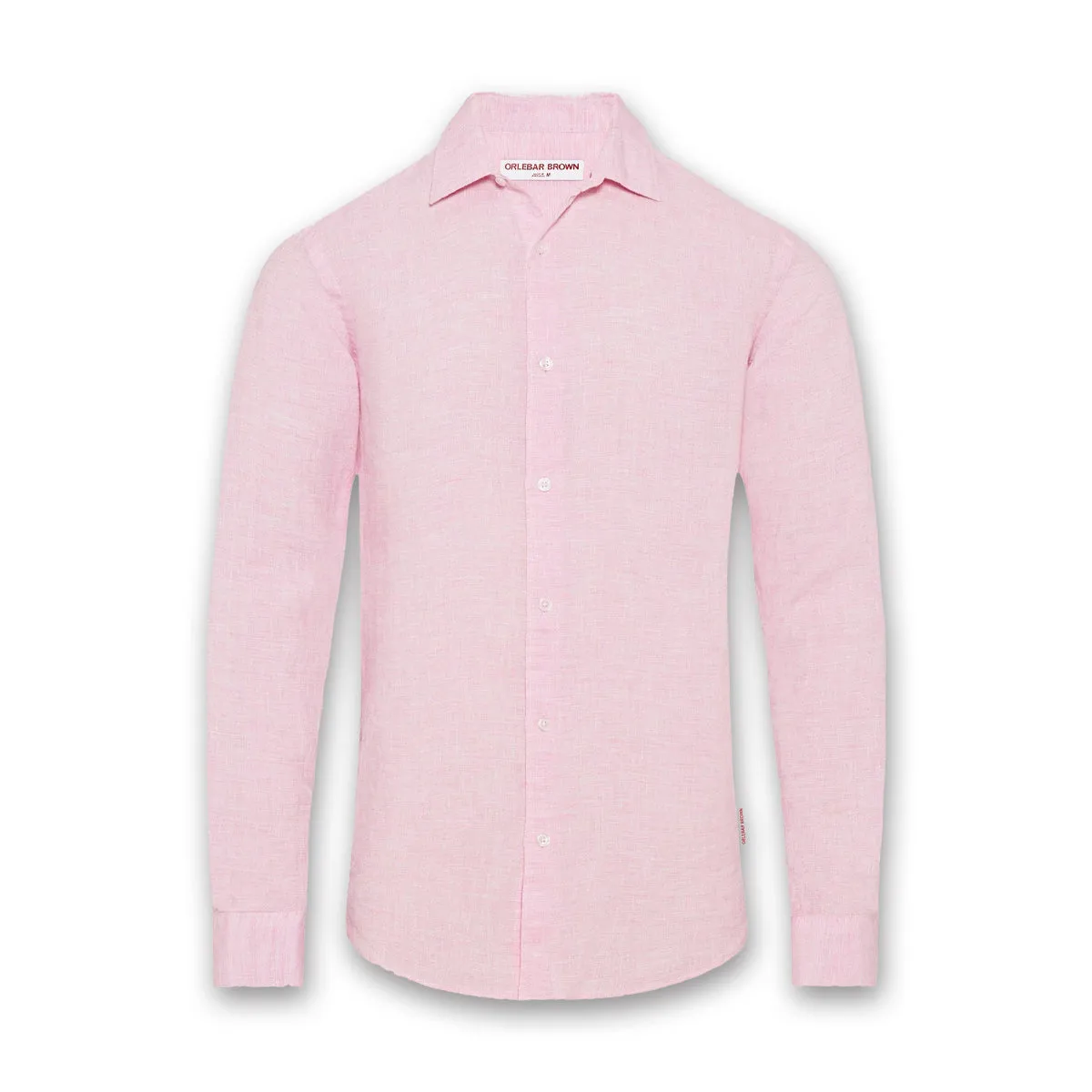 Cross Grain Knit Orlebar Brown - Giles Linen Tailored Fit Shirt in Pink/White