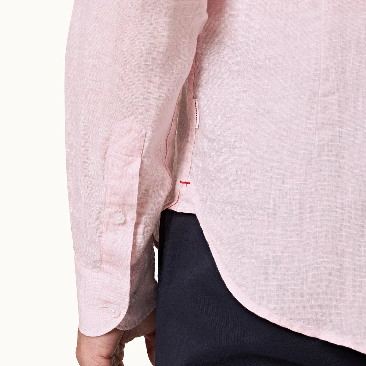 Relax Fit Design Orlebar Brown - Giles Linen Tailored Fit Shirt in Pink/White