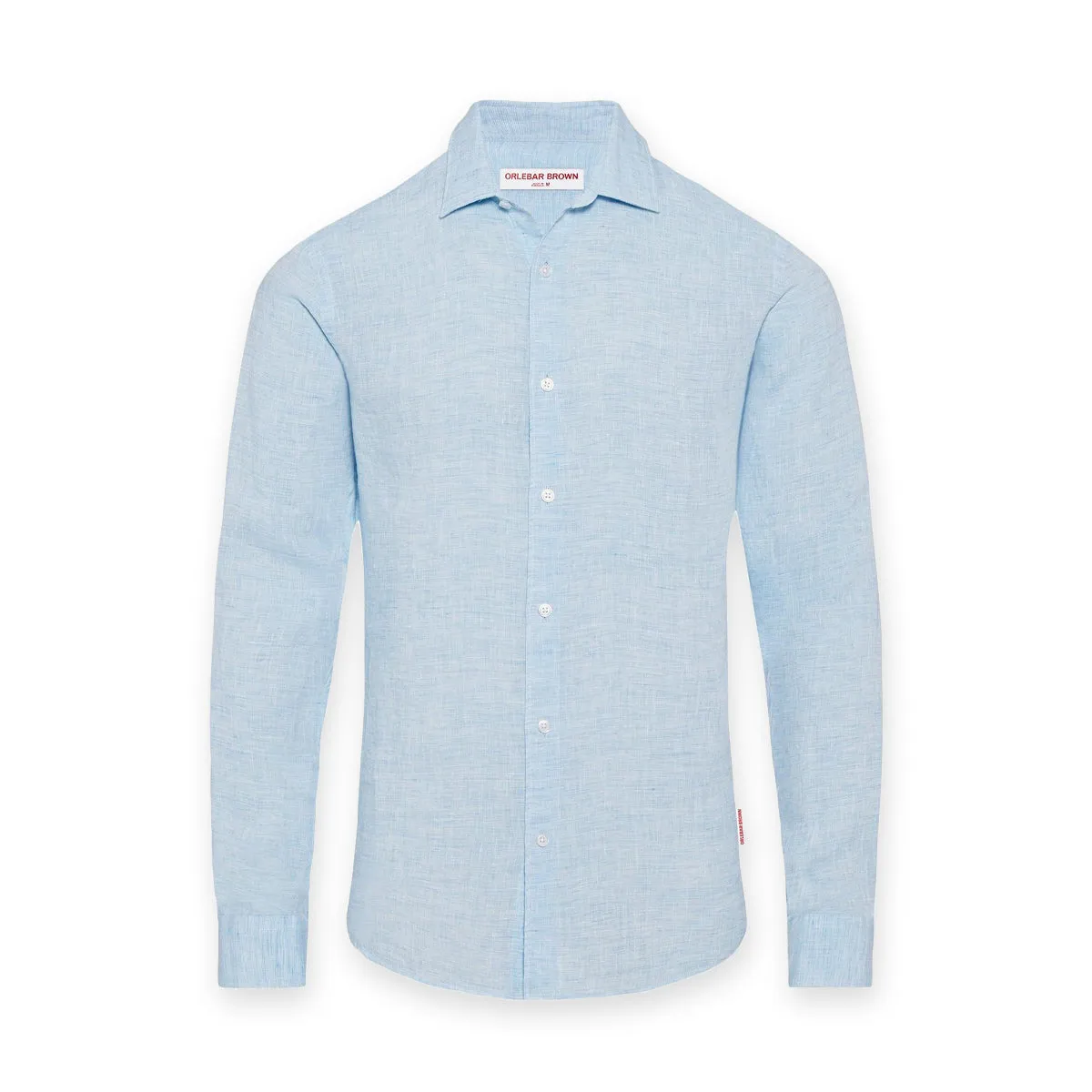 Quick Dry Technology Orlebar Brown - Giles Linen TF Shirt in Pale Blue/White