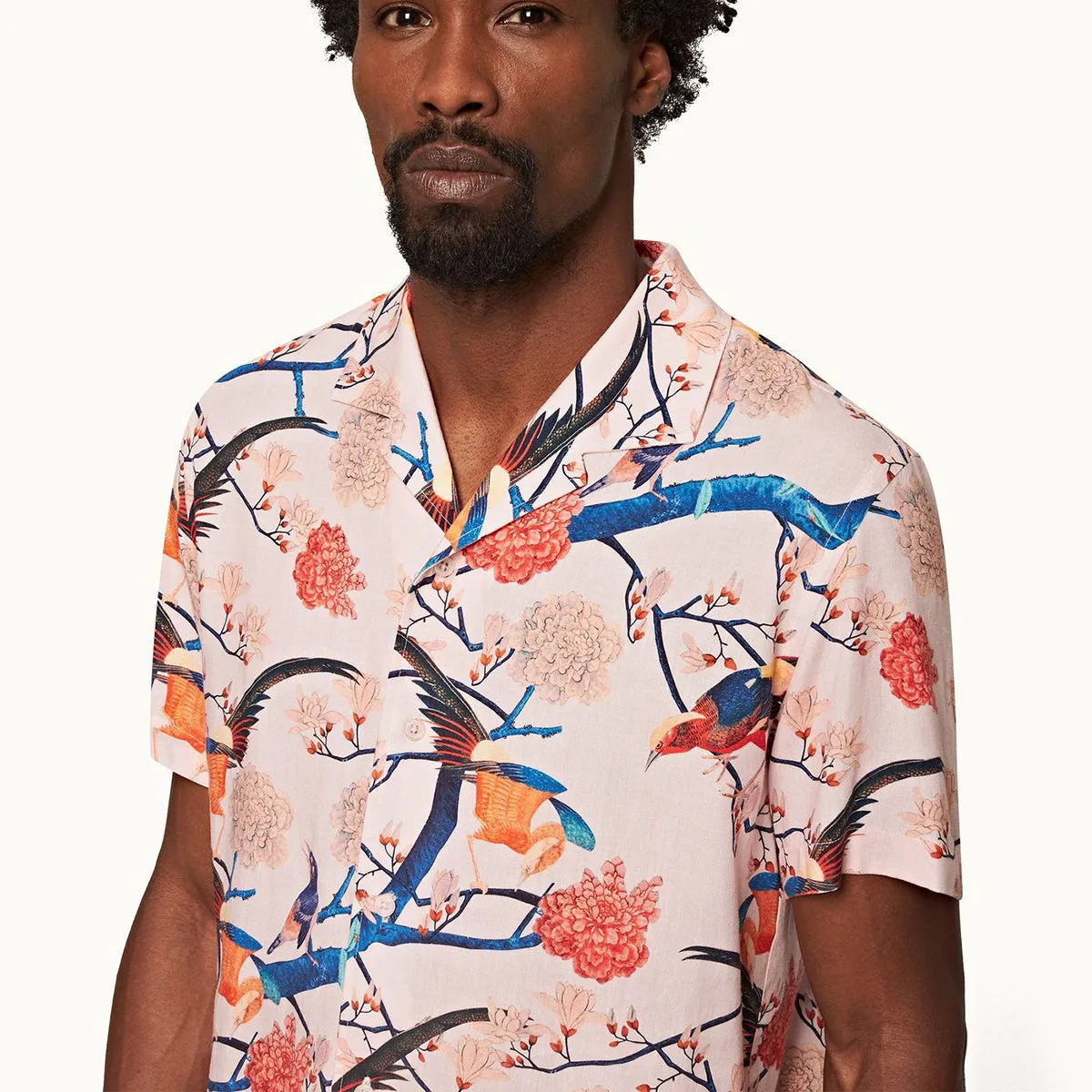 Orlebar Brown - Hibbert Flight of Fantasy Shirt in Rose Essential Casual Travel Trend Look