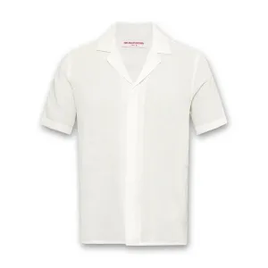 Raw Hem Finish Organic Cotton Blend Orlebar Brown - Maitan Relaxed Fit Linen SS Shirt in White