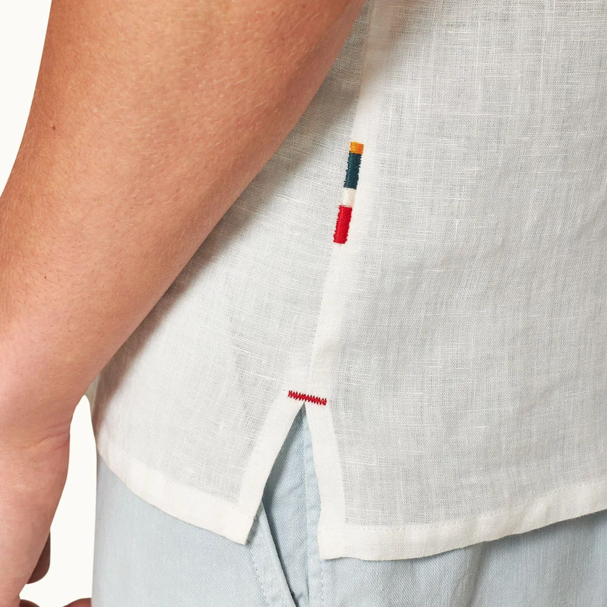 Orlebar Brown - Maitan Relaxed Fit Linen SS Shirt in White Relaxed Comfort Fit