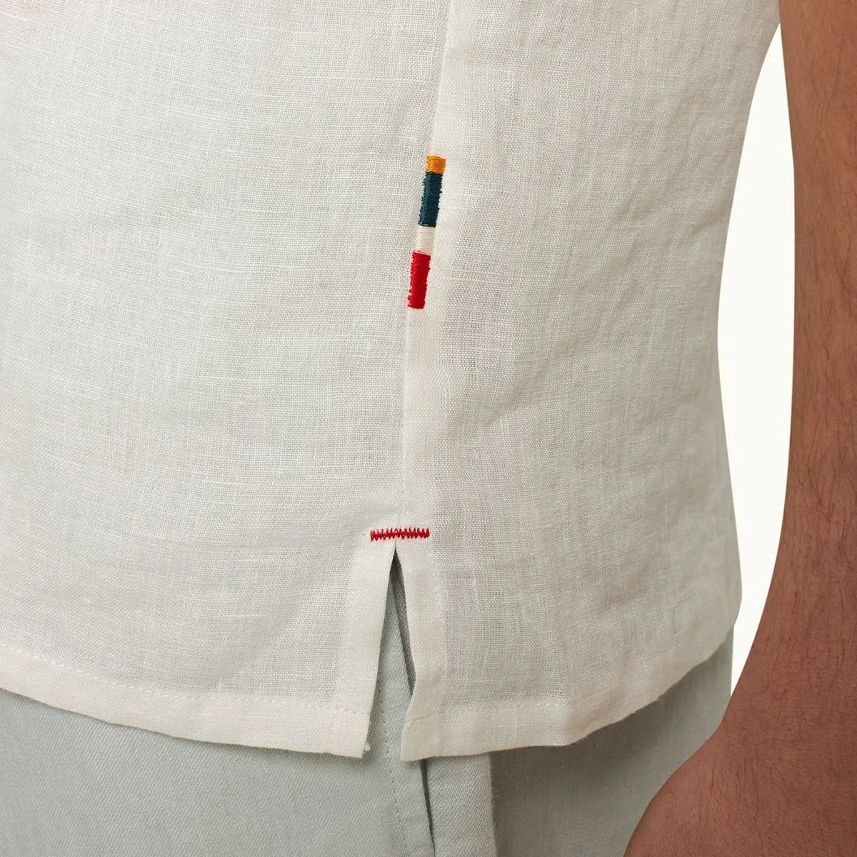 Orlebar Brown - Maitan SS Linen Shirt in White Camping attire