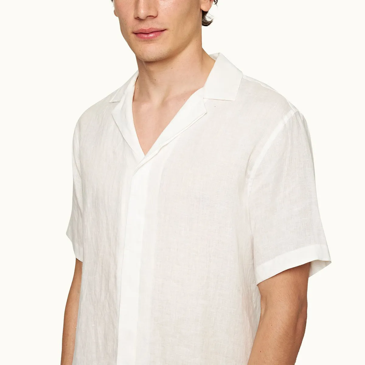 Orlebar Brown - Maitan SS Linen Shirt in White Relaxed fit wear