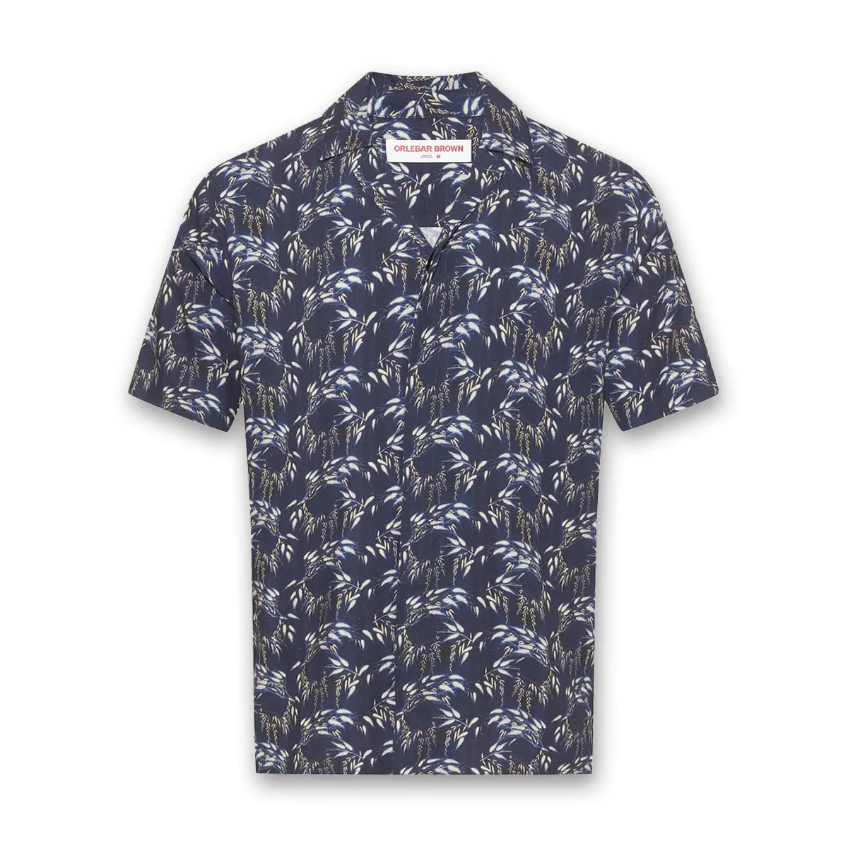 Fashion-Forward Look Elegant Orlebar Brown - Maiten Relaxed Fit Catkin SS Shirt in Night Iris