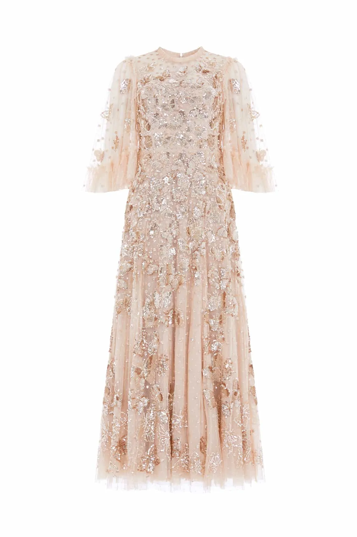 Raglan-Sleeve Soft Motion Papillon Ankle Gown