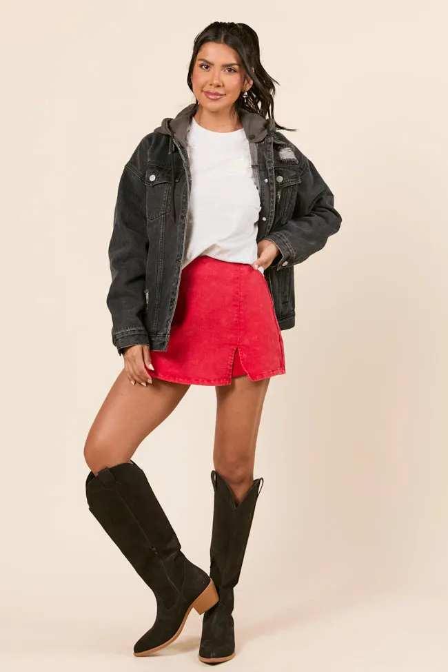 Flexible Shoulder Design Parker Charcoal Hooded Denim Jacket