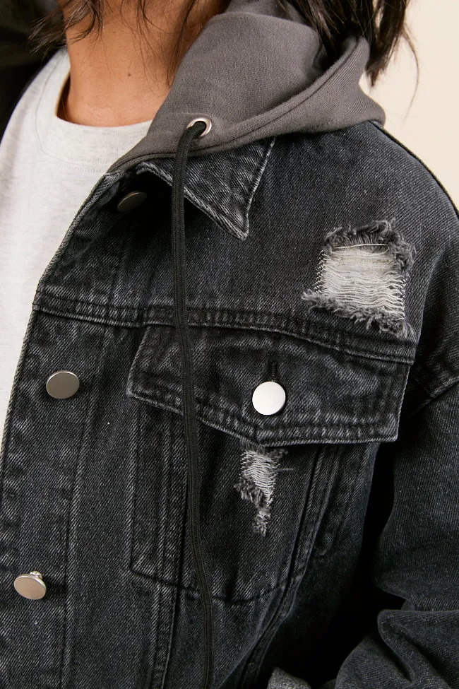 Top Guard Parker Charcoal Hooded Denim Jacket