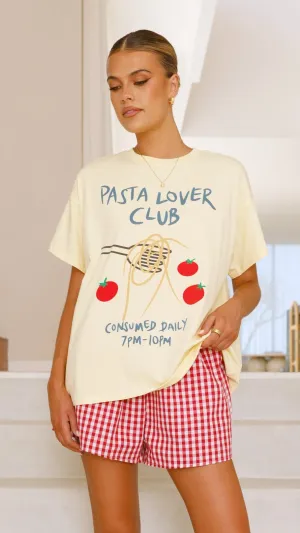 Pasta Lover Top and Shorts Set - Yellow/Red Soft Touch