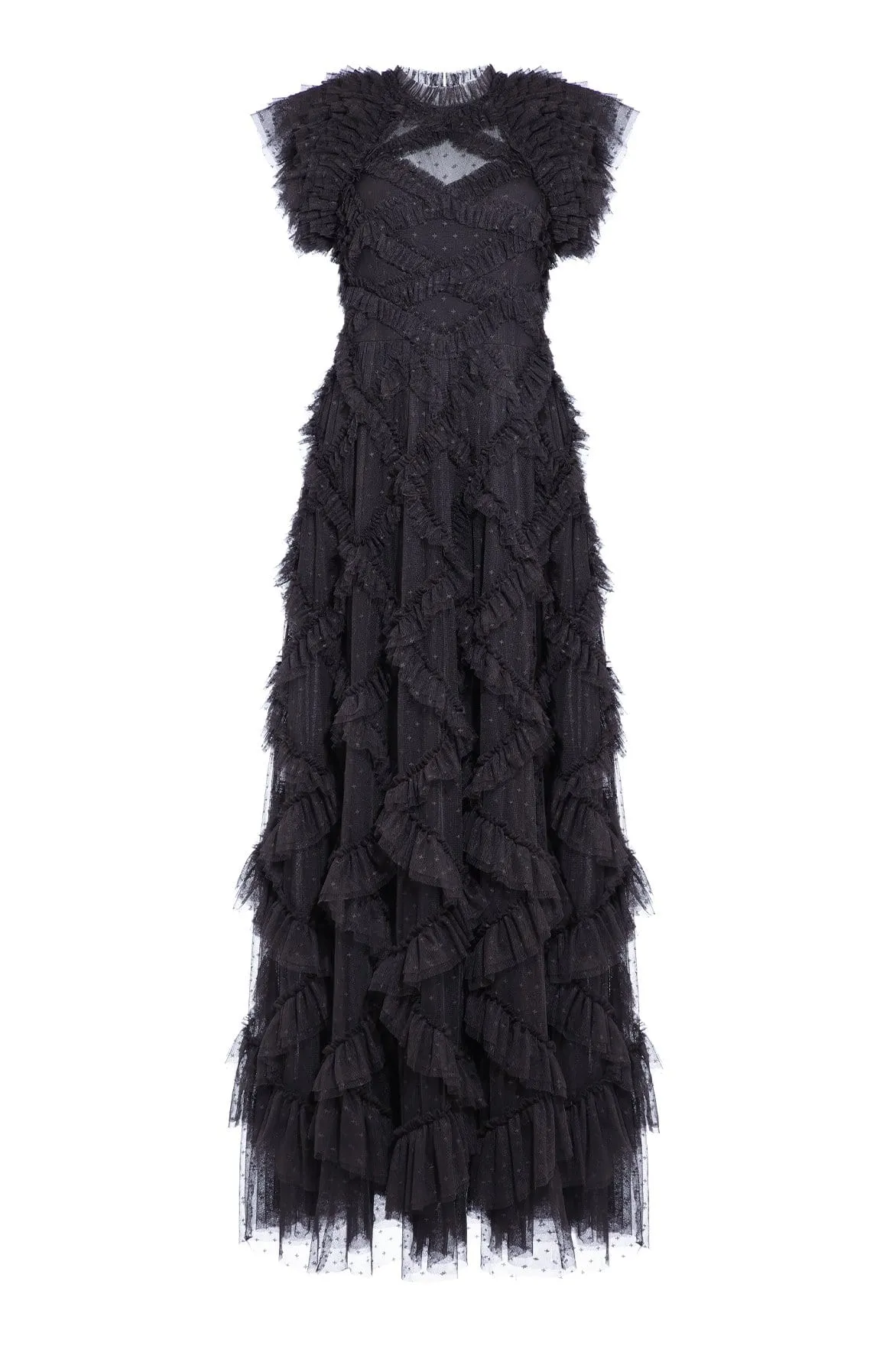 Genevieve Ruffle Gown Tie-Detail ReinforcedHem