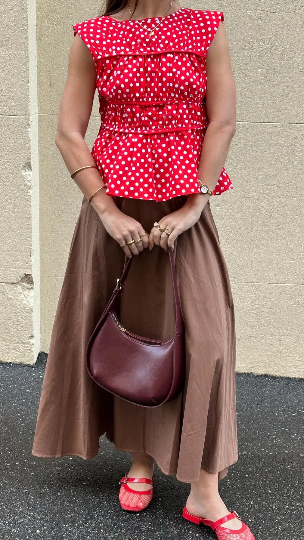 Harmonia Top - Red / White Polka Dot Rugged shoes