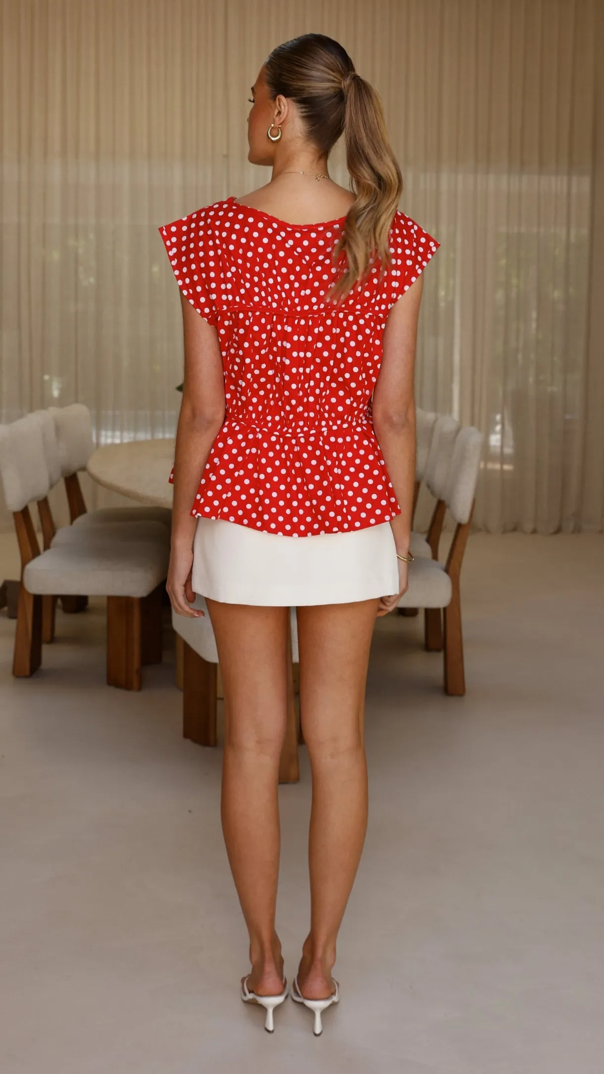 Harmonia Top - Red / White Polka Dot Transitional Fashion